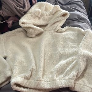 Cropped teddy bear hoodie